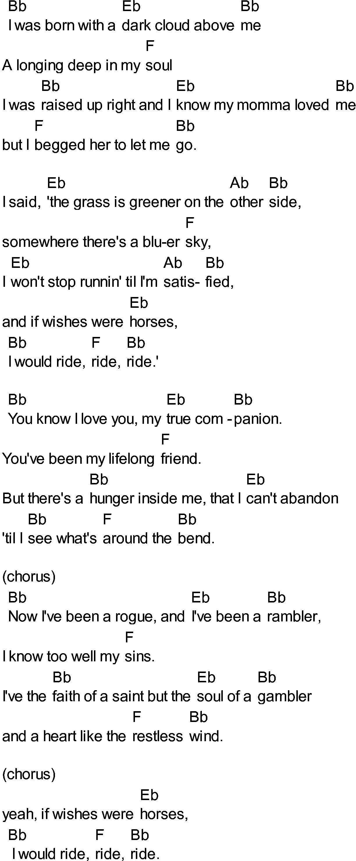 Bluegrass songs with chords - If Wishes Were Horses